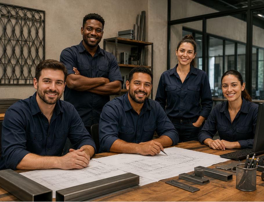 Equipe de serralheria pronta para atender